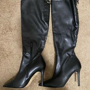 Aldo Black knee high Heeled Boots with Stiletto Heel